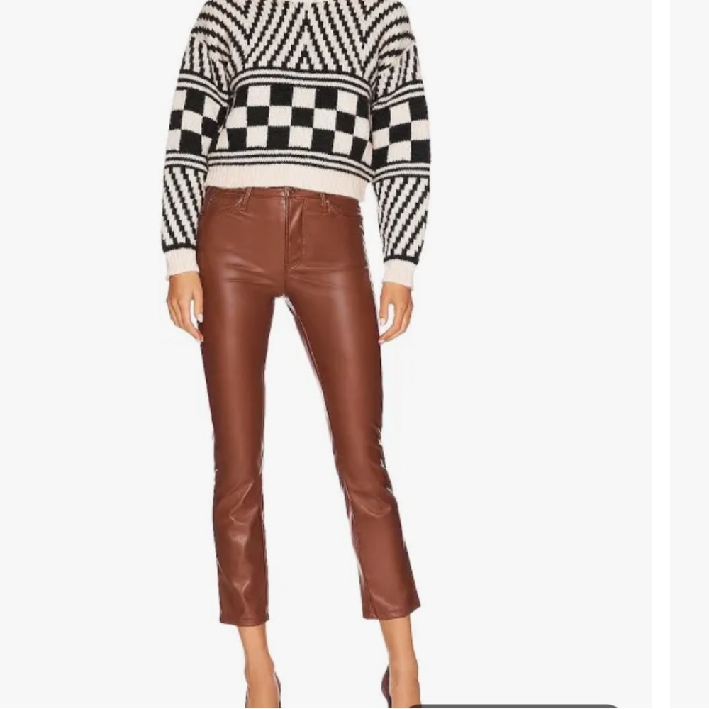 MOTHER Brown Faux Leather Pants in 26